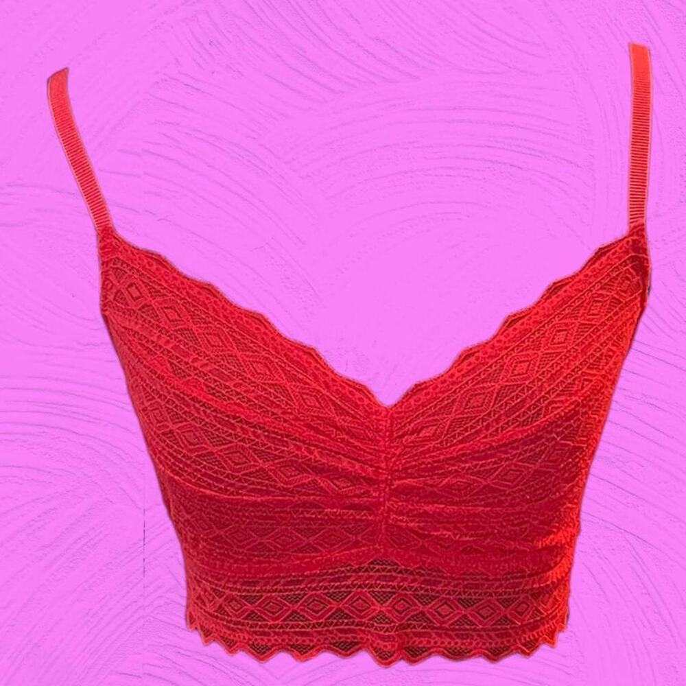 Pink victorias secret red lace bralette